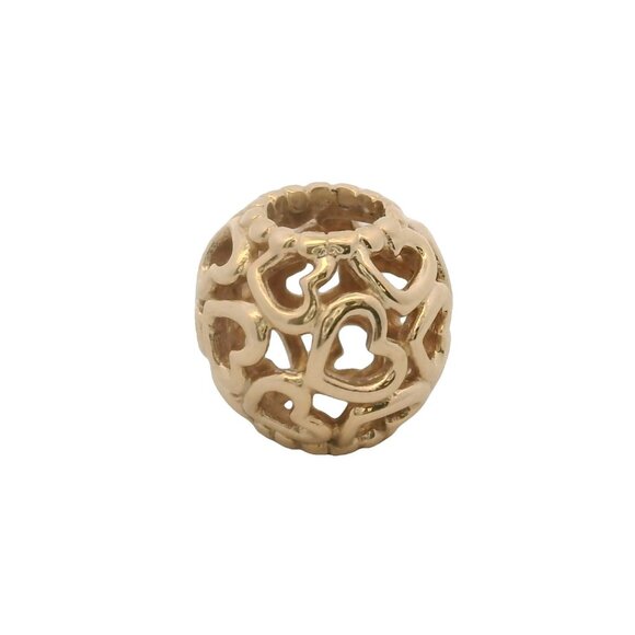 Retired Pandora Solid 14kt Yellow Gold Open Your Heart Round Spacer Charm - Picture 3 of 6